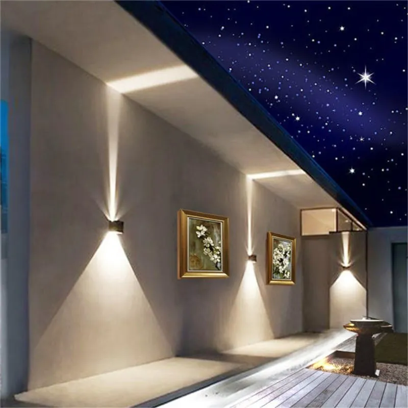 โคมไฟติดผนัง LED IP65ไฟสนามกันน้ำ6W 12W, โคมไฟติดผนังระเบียงสวนโคมไฟสไตล์วินเทจตกแต่งระเบียง