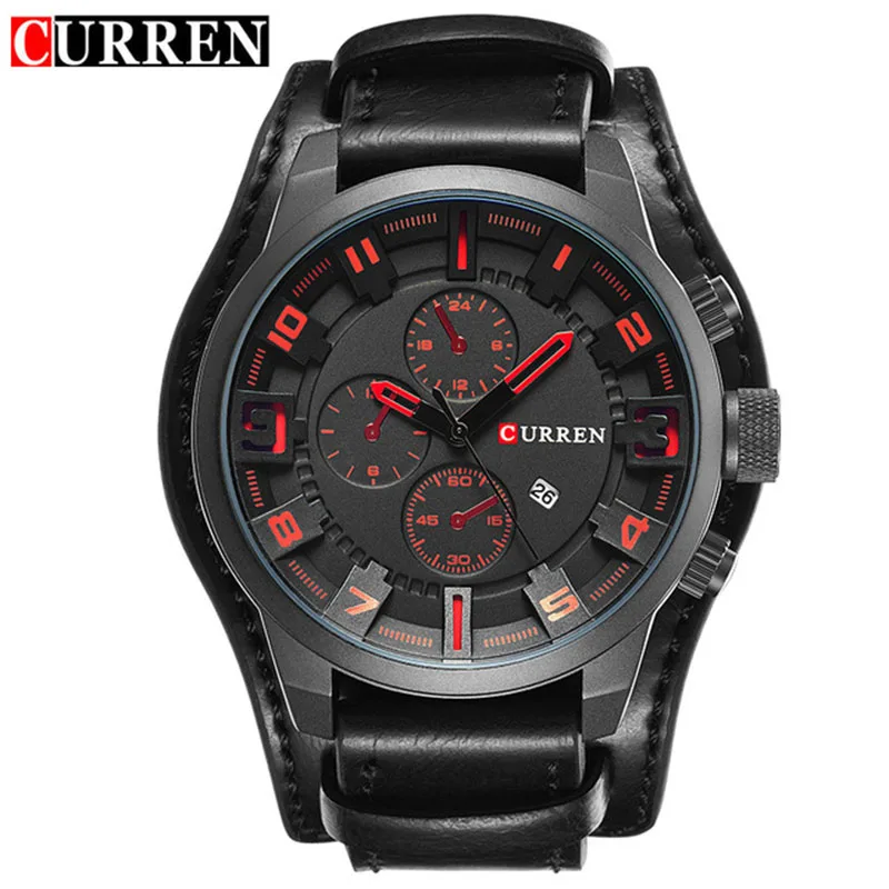Nuevos Relojes CURREN, marca de lujo, reloj para hombre, correa de cuero, reloj de cuarzo a la moda, reloj de pulsera deportivo informal, reloj con fecha, Relojes 8225