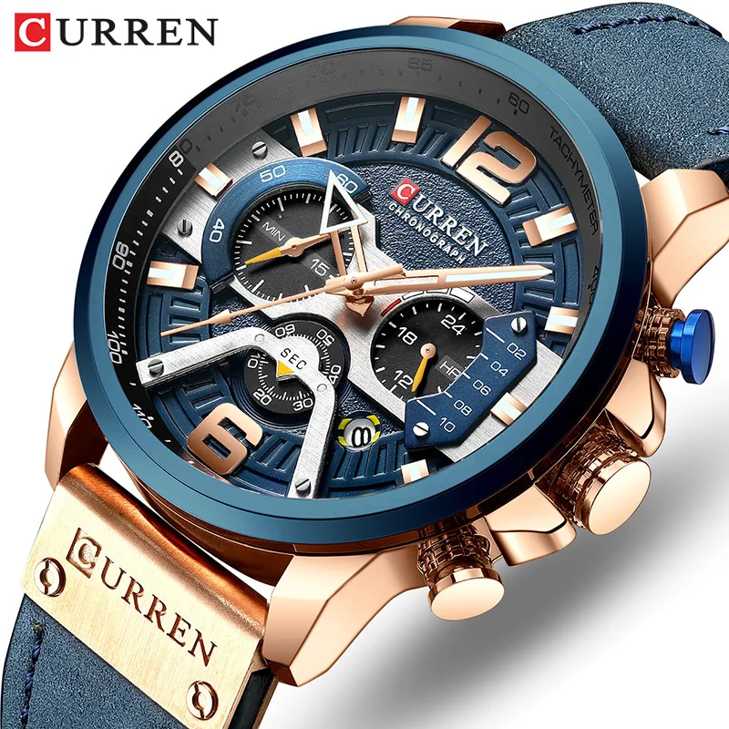 Reloj Masculino 2021, relojes para hombre de marca superior de lujo, reloj de pulsera deportivo militar para hombre, reloj de cuarzo de cuero, erkek saat Curren 8329
