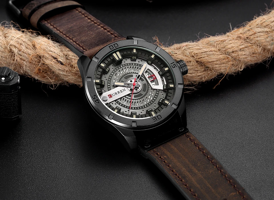 Reloj de lujo marca CURREN, relojes deportivos militares para hombre, reloj de cuarzo con fecha, reloj de pulsera de cuero informal para hombre, reloj Masculino