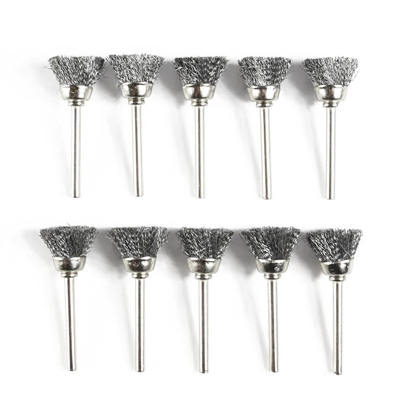 XCAN Đánh Bóng Bánh Bàn Chải 10 Chiếc 3.mm Vỏ Dây Bàn Chải Cho Dremel Dụng Cụ Quay Phụ Kiện