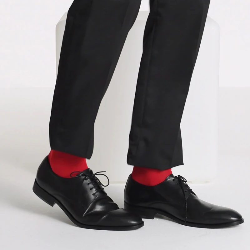 Calcetines Match-Up de color rojo bambú para hombre, calcetines de vestir de negocios antibacterianos transpirables (6 par/lote)