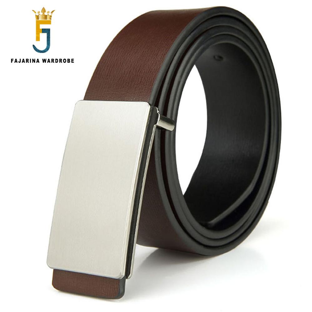 Marca FAJARINA, diseño de calidad para hombres, segunda capa, cuero genuino, cinturones de moda negros, cinturón vaquero para hombres, accesorios de ropa para hombres