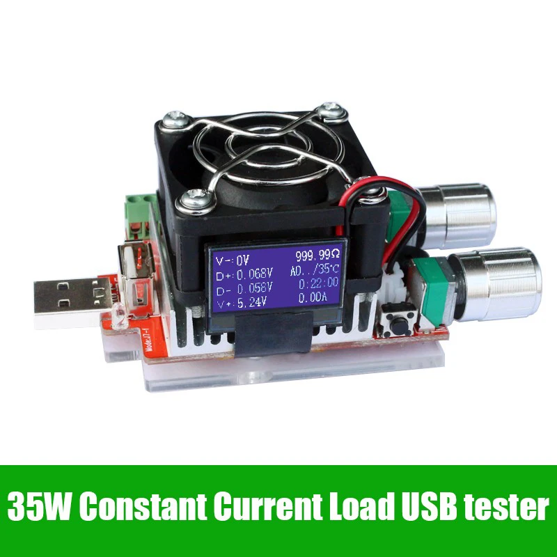 Probador de capacidad de voltaje de batería, resistencia de envejecimiento de corriente constante ajustable electrónica de carga usb de 35w qualcomm qc2.0/3,0 voltímetro