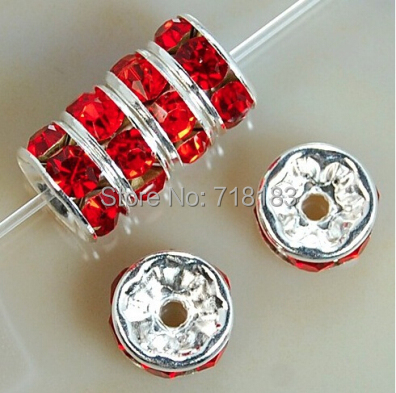 ジュエリー作り用の金属クリスタルビーズ,スペーサービーズ,ブレスレットとネックレス,DIYアクセサリー,100個,4mm, 6mm, 8mm, 10mm