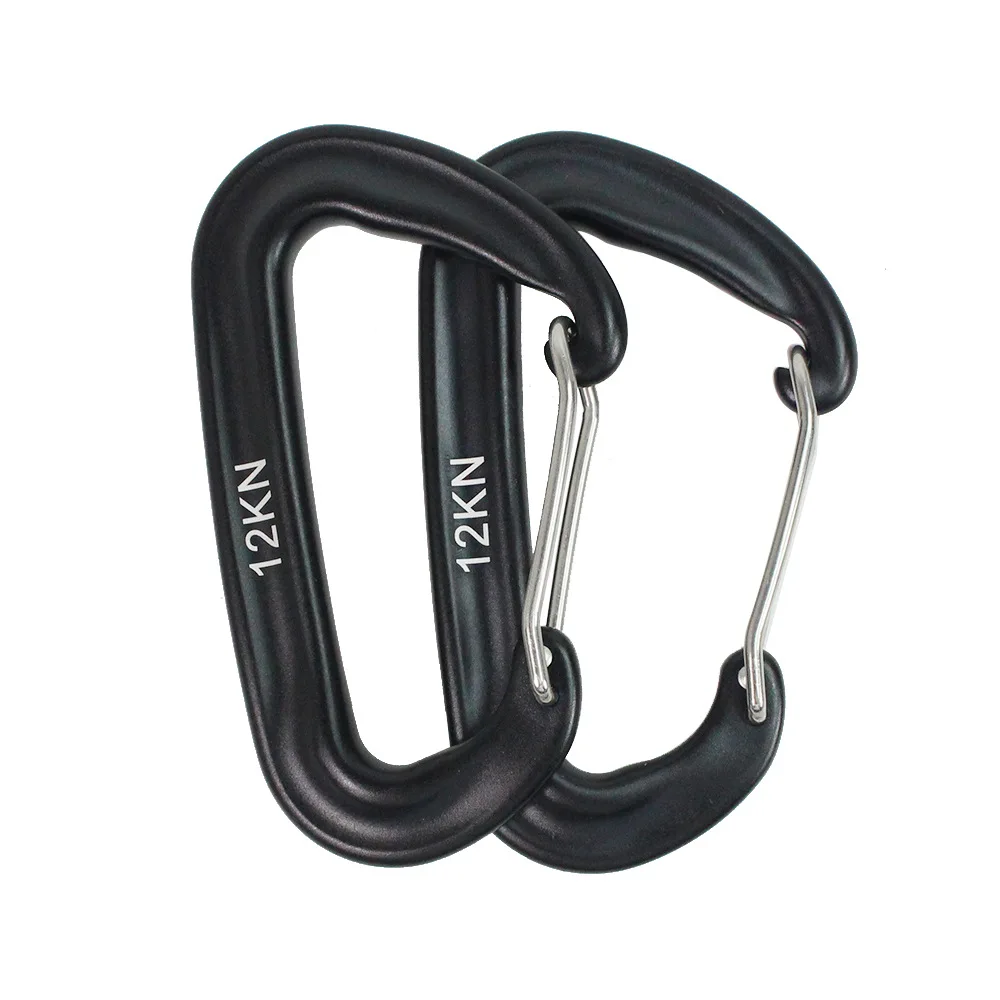 Chuyên nghiệp Leo Núi Carabiner Hình Chữ D Leo Núi Móc Khóa Móc 12KN An Toàn Khóa Leo Núi Ngoài Trời Thiết Bị Phụ Kiện