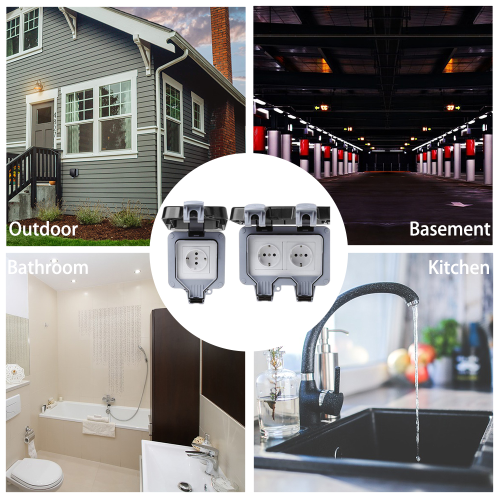 EU Steckdose IP66 Wasserdichte außen stecker Steckdose Steckdose Outdoor Steckdose Für Garten Garage Keller