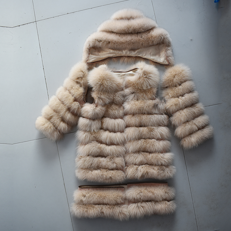 Women's Detachable Hooded Jacket, Real Fox Fur Pocket, Long Vest, Fashion, Thick, Warm, Detachable, Deformation