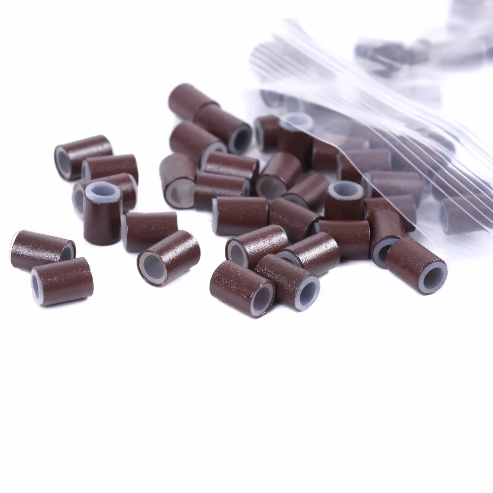 500 Chiếc 4.5Mm Lót Silicone Ống Đồng Microlinks Vòng Nhẫn Tóc Hạt Nhân Làm Tóc Bím Tóc Dụng Cụ