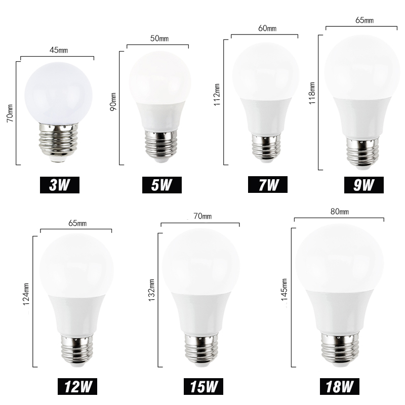 KARWEN Ampoule หลอดไฟ LED E27 E14 3W 5W 7W 9W 12W 15W 18W สมาร์ท IC LED โคมไฟเย็นสีขาวสีขาว Lampada Bombilla โคมไฟ