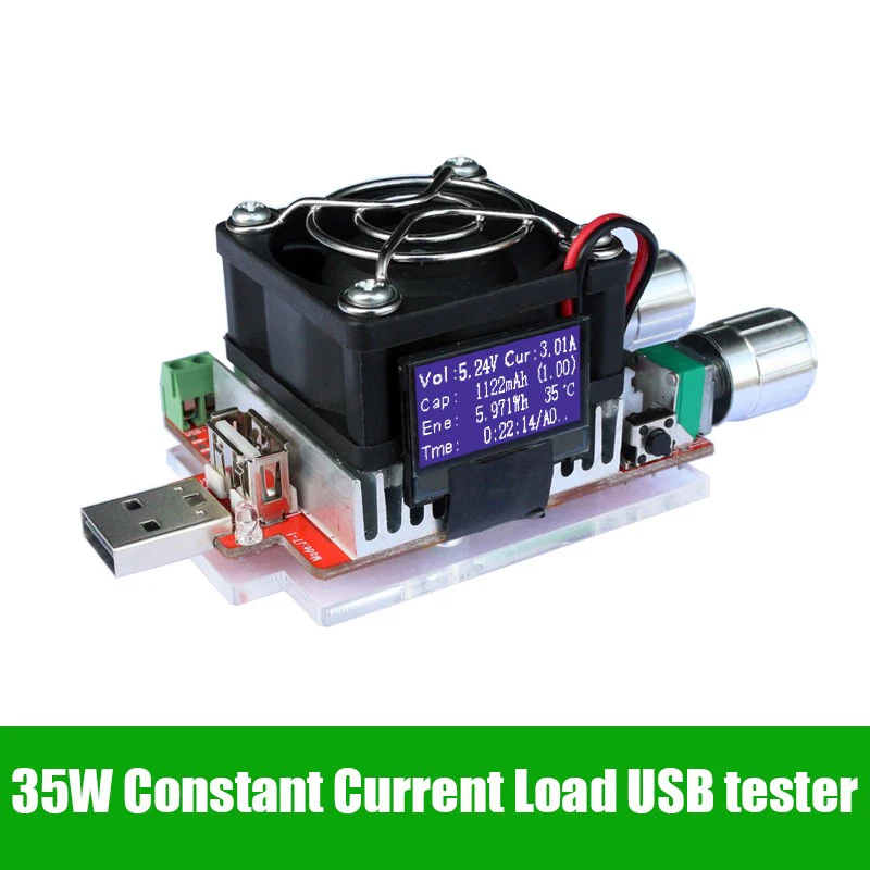 Probador de capacidad de voltaje de batería, resistencia de envejecimiento de corriente constante ajustable electrónica de carga usb de 35w qualcomm qc2.0/3,0 voltímetro