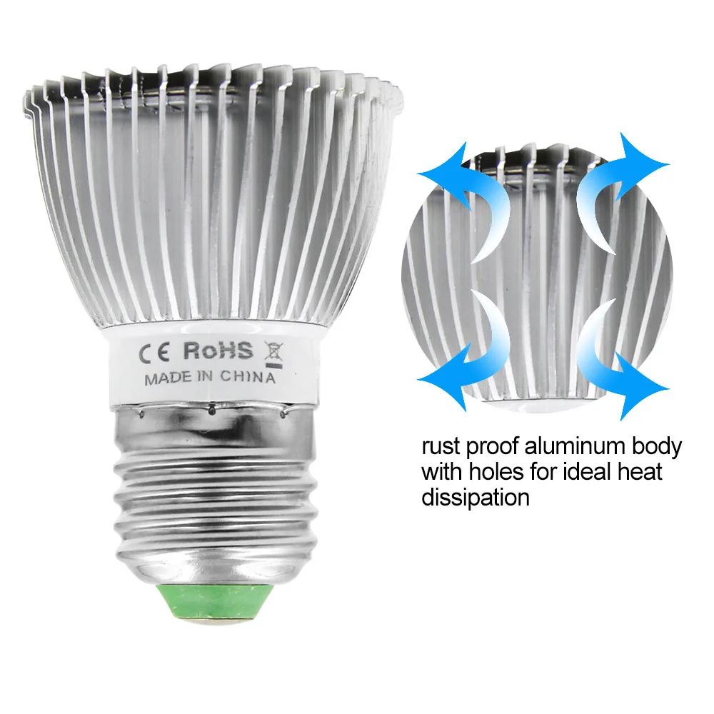 220V LED ปลูกโคมไฟหลอดไฟอลูมิเนียม E27 E14 GU10 เต็มสเปกตรัม 18LEDs 28LEDs ปลูกไฟสําหรับพืชสมุนไพร Growth
