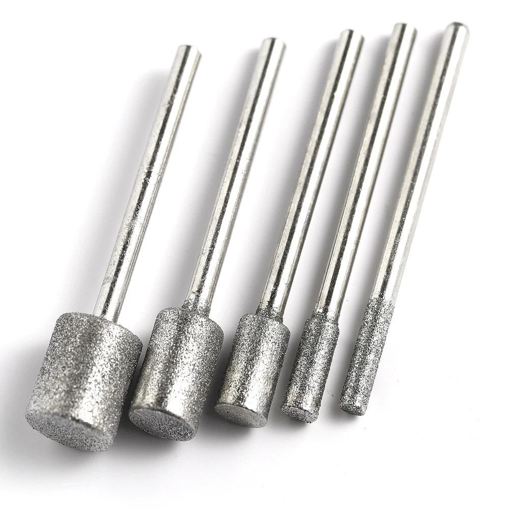 Grit120 3Mm X 3Mm/4/5/6/8/10Mm Xi Lanh Kim Cương Mài xã Burr Nhám Bit Đánh Bóng Đầu Mài Gắn Bit Cho Dremel