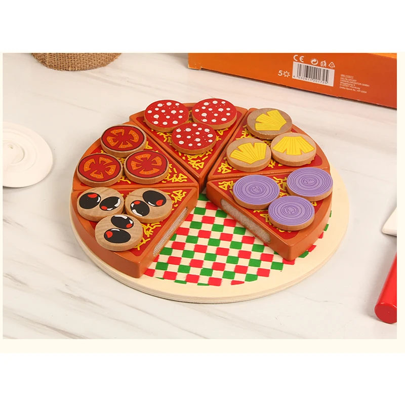 Gỗ Chất Lượng Cắt Và Cắt Thấy Pizza Bánh Trẻ Em Bánh Bếp Nhà Chơi Đồ Chơi Mô Phỏng Trẻ Em Đầu Bếp đồ Chơi