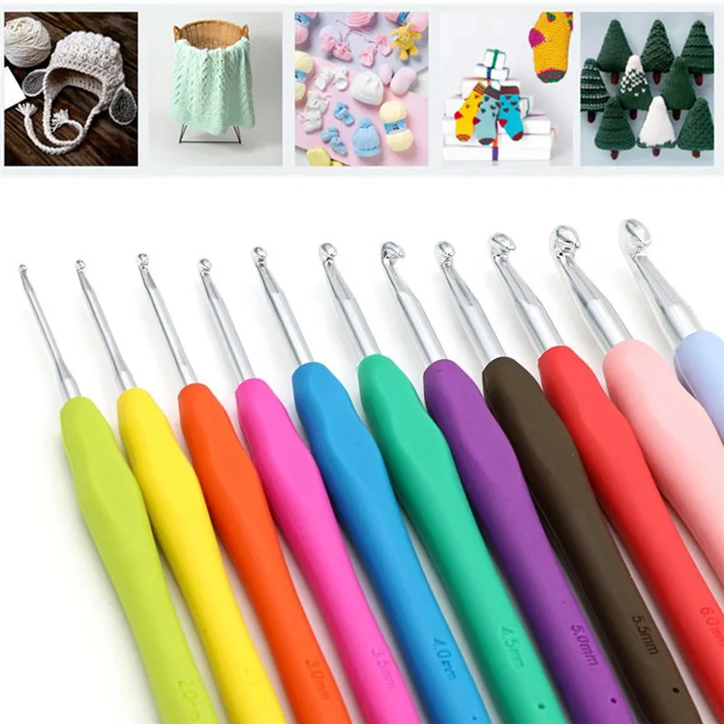 KOKNIT 1 Cái Móc Phối Kích Thước 1.0 Sang 10.0Mm Tay Cầm Mềm Đan Móc Kim Thủ Công DIY Sợi kim Chỉ May Vá Cho Mẹ Của Quà Tặng