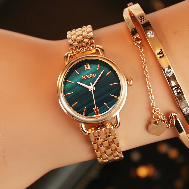 แฟชั่น Rose Gold นาฬิกาผู้หญิงสแตนเลสหรูหราสุภาพสตรีนาฬิกาขนาดเล็ก Elegant หญิงสร้อยข้อมือควอตซ์นาฬิกาข้อมือ reloj