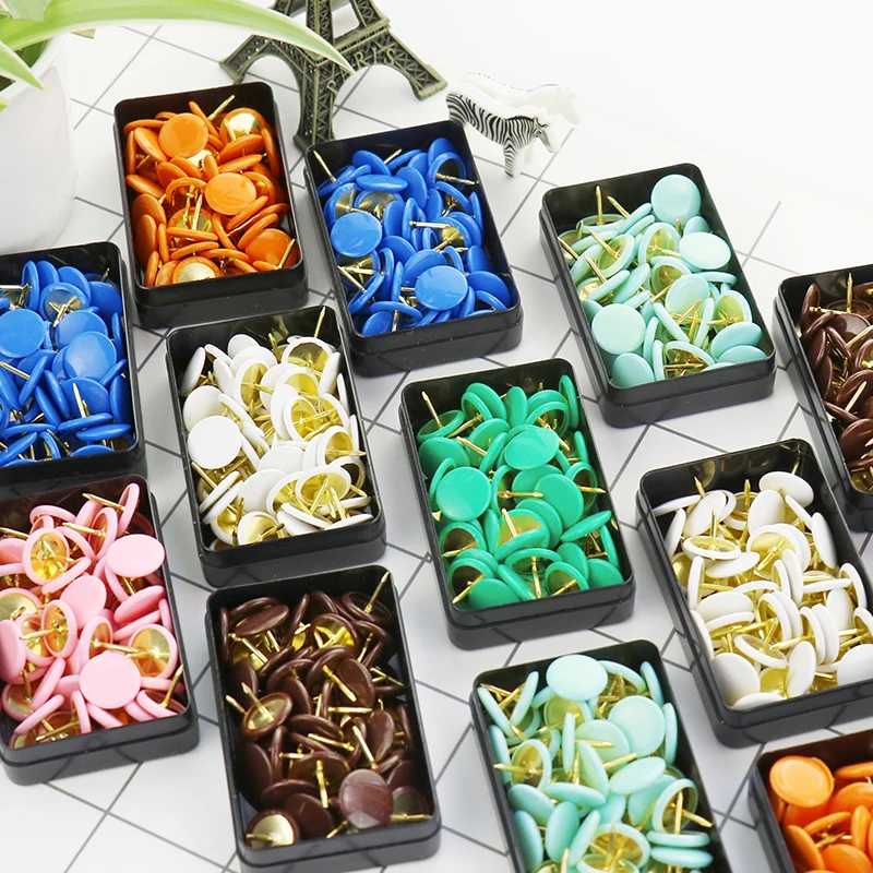 TUTU 50 teile/satz Bunte Metall Push Pins Papier Karte Kork Bord Capped Headed Befestigung Reißzwecken Pin Büro Schule Liefert H0008
