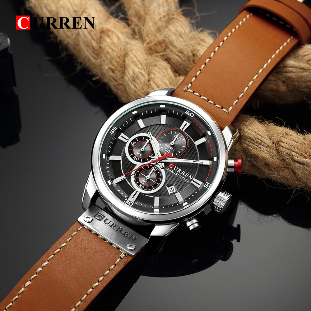 CURREN mode Date Quartz hommes montres haut de gamme de luxe mâle horloge chronographe Sport hommes montre-bracelet Hodinky Relogio Masculino