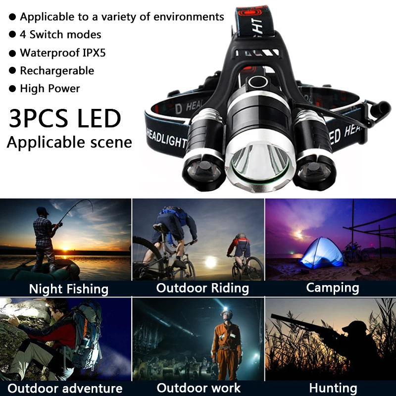 Litwod Z30 13000LM LED T6 Pha Đèn Di Động Ánh Sáng Đèn Pin Đèn Pin Lanterna Câu Cá + 18650 Pin + Sạc + quy Cách Đóng Gói Hộp