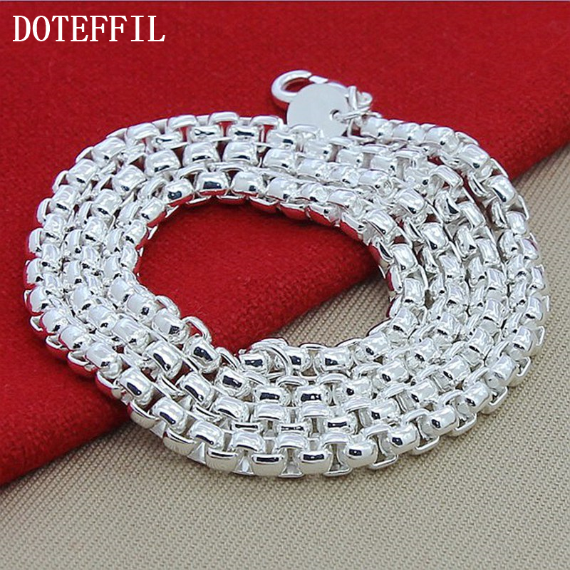 DOTEFFIL-cadena de caja redonda de Plata de Ley 925 de 5mm, collar de 18/20/24 pulgadas para mujer y hombre, joyería de compromiso de boda a la moda