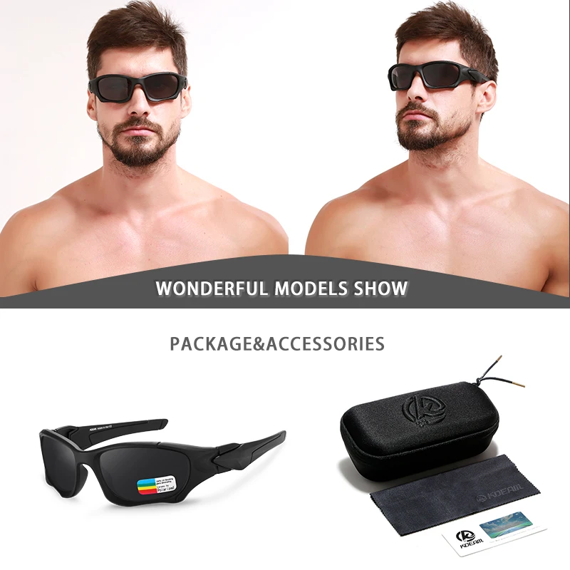 KDEAM-gafas de sol polarizadas para deportes al aire libre para hombre y mujer, lentes resistentes al estrés con marco de corte curvo, KD0623