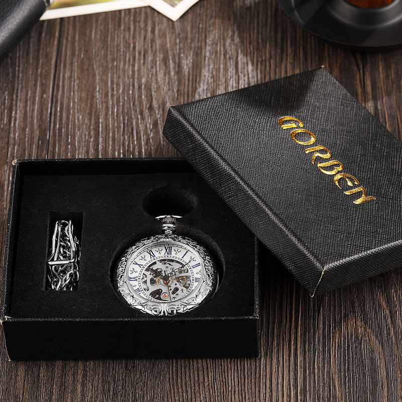 Reloj de bolsillo de acero inoxidable para hombre y mujer, accesorio mecánico, Steampunk, Vintage, grabado a mano, colgante Fob