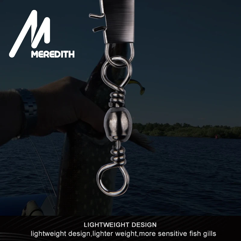 Meredith 50 unids/lote conector de pesca Pin rodamiento giratorio de acero inoxidable con señuelo para anzuelo a presión accesorio para aparejos