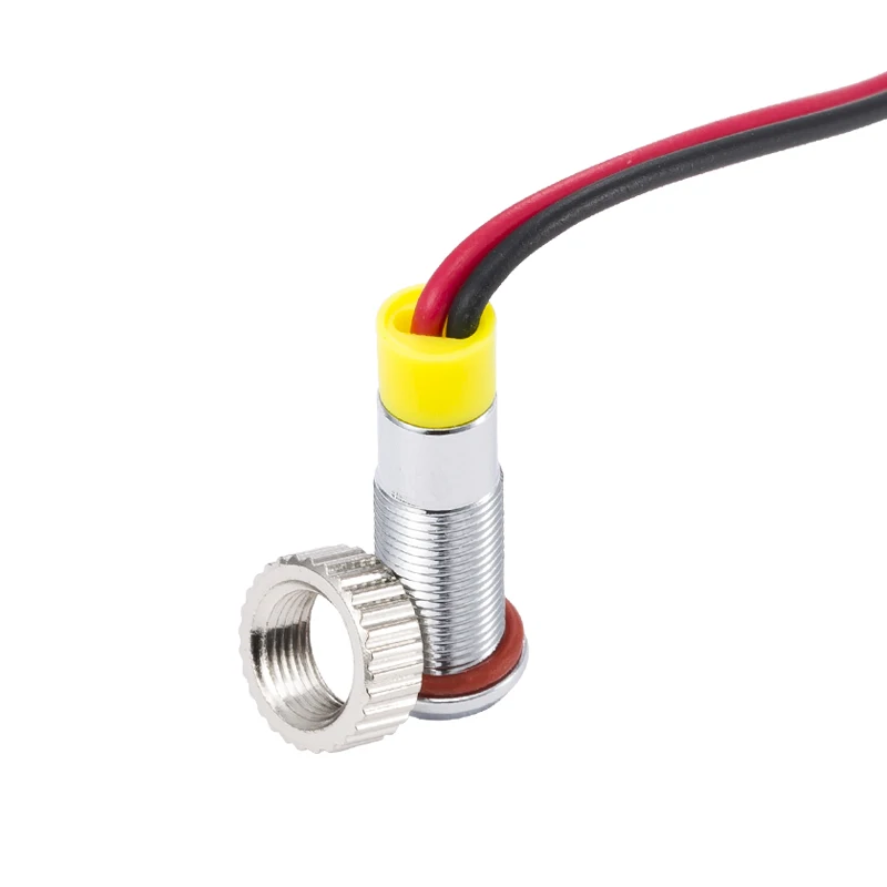 IP62 กันน้ําหนึ่งสีกระพริบ LED โลหะไฟเตือน 6 มม.สัญญาณนําร่อง 3V 6V 12V 24V 36V DC ลวด