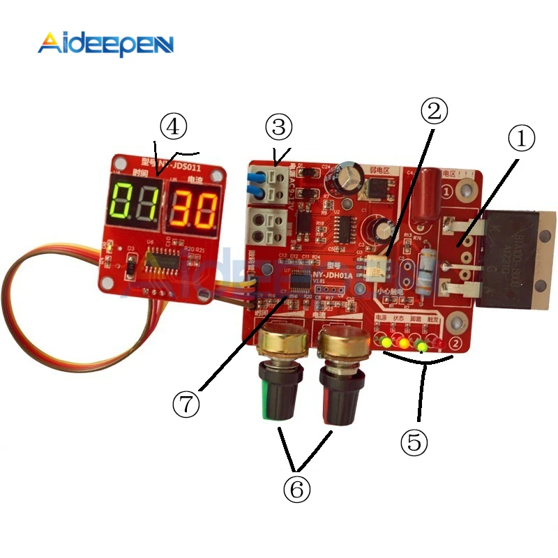 40A/100A Spot Welding Machine Control Board Welder AC 110V 220V to 9V Transformer Controller Board Timing Current Time Current