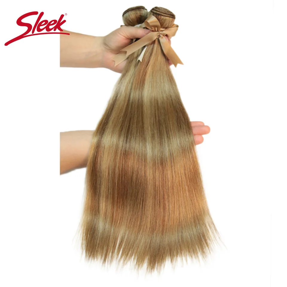 Sleek Remy P27/23 P6/22 P8/22ชุด Peruvian ผมสาน10-24นิ้วตรงเส้นผมมนุษย์ขยายผมสีบลอนด์สาน Bundle