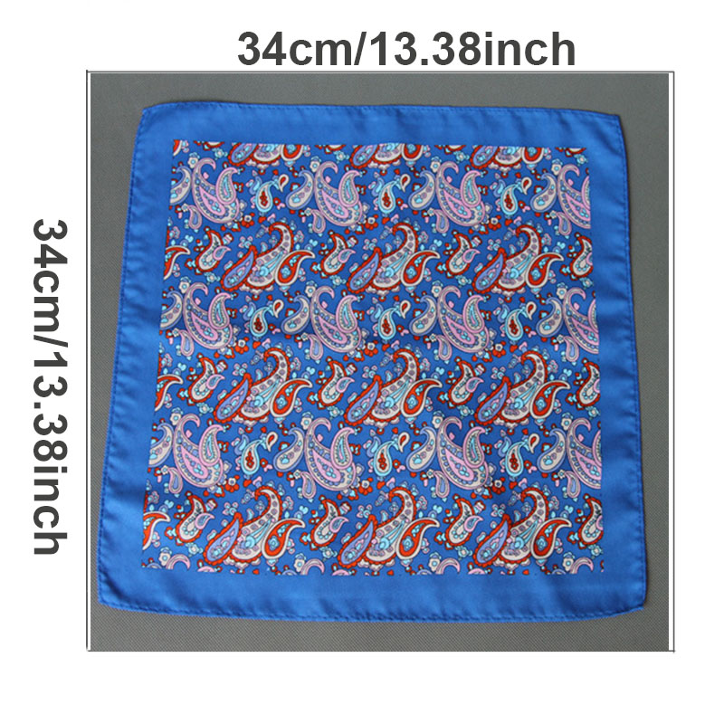 Ricnais-男性用ポケットハンカチ,新しいデザイン,34cm x 34cm,シルク,正方形,ビジネスファッション,ペイズリー,赤と青,大きなサイズ,ウェディングギフト