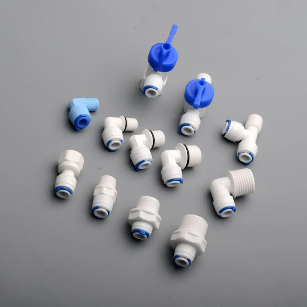 Tubo de PE de 1/4 OD a rosca interna y externa, conector rápido, accesorio para filtro de agua de cocina, sistema de ósmosis inversa con filtro RO