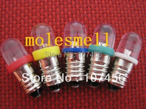 5 uds rojo + amarillo + azul + verde + blanco 9V 12V E10 1447 estilo tornillo en bombilla Led