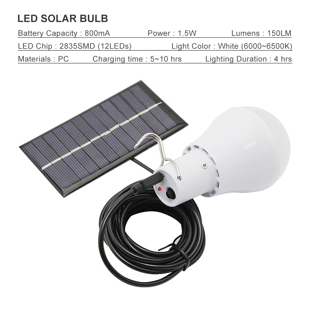 Luz Led portátil de 5W con USB para acampada, bombilla con carga de energía Solar, iluminación exterior, conservación de energía, útil, nueva