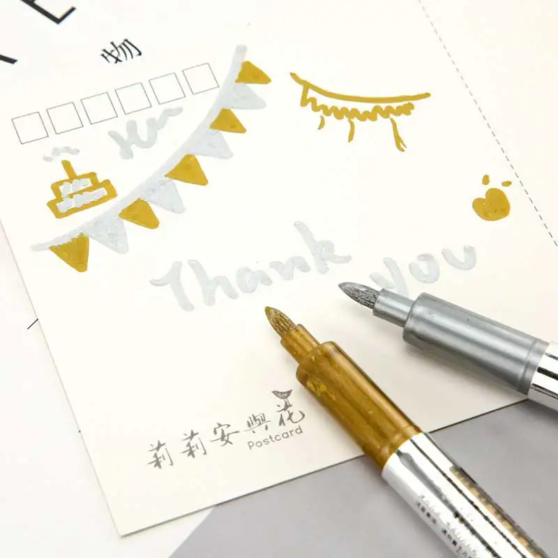 1.5Mm DIY Hình Ban Nhạc Metalic Bút Bút Vĩnh Viễn Sơn Kim Loại Vải Dấu Bút Sharpie Vàng Bạc Craftwork Bút Tranh Nghệ Thuật Tiếp Liệu