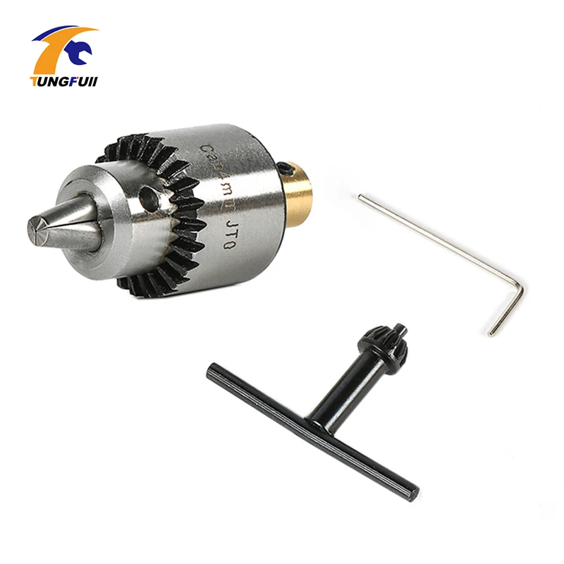 Tungfull Motor Bohrfutter 0,3–4 mm Jto Taper mit Bohrfutterschlüssel 3,17 mm Messing/5 mm Stahl Mini-Elektromotor Bohrfutter Klemmung