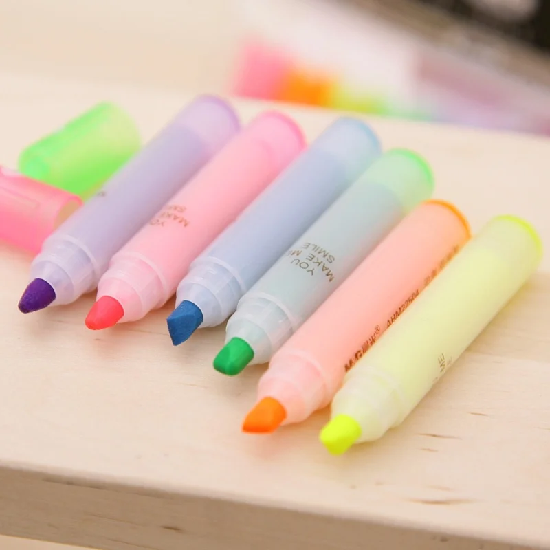 6 Cái/bộ Thỏ Mini Huỳnh Quang Bút Dạ Quang Kawaii Phấn Bút Bút Văn Phòng Phẩm Chất Liệu Escolar Papelaria Trường Supplie