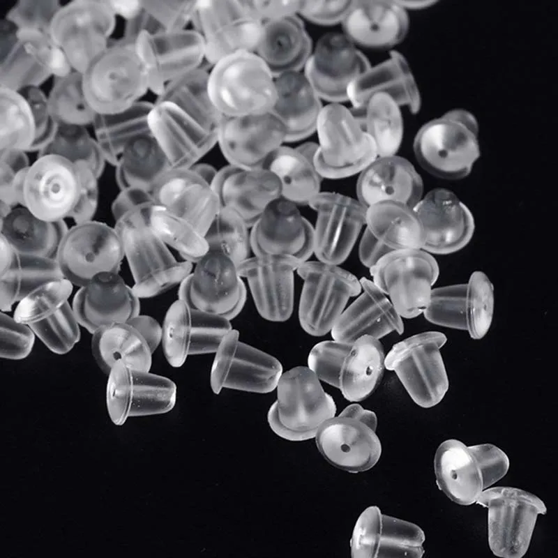 5Mm 100 Chiếc Trong Suốt Cao Su Silicone Mềm Bông Tai Lưng An Toàn Vòng Chặn Cao Cấp Phụ Kiện Trang Sức Tự Làm Phần Tai cắm