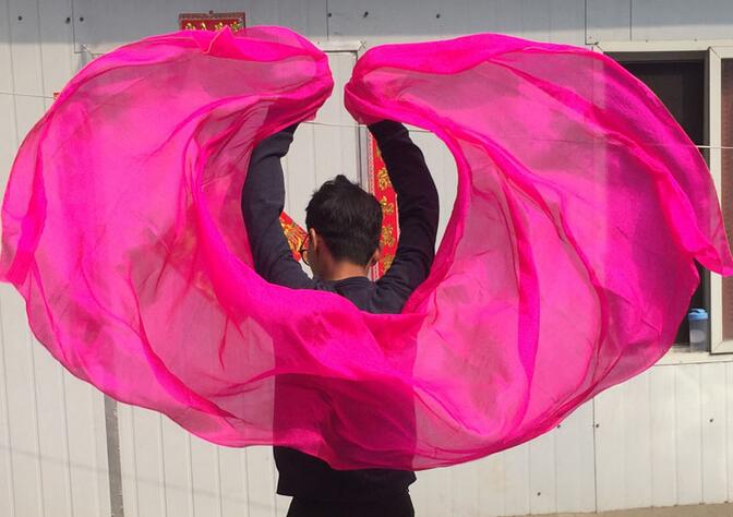 Aangepaste 250*114 cm Effen Zijden Sluiers Voor Buikdans Praktijk Props Vrouwen Sjaal Sluier Sjaal Paars Rood Blauw roze Effen Kleur