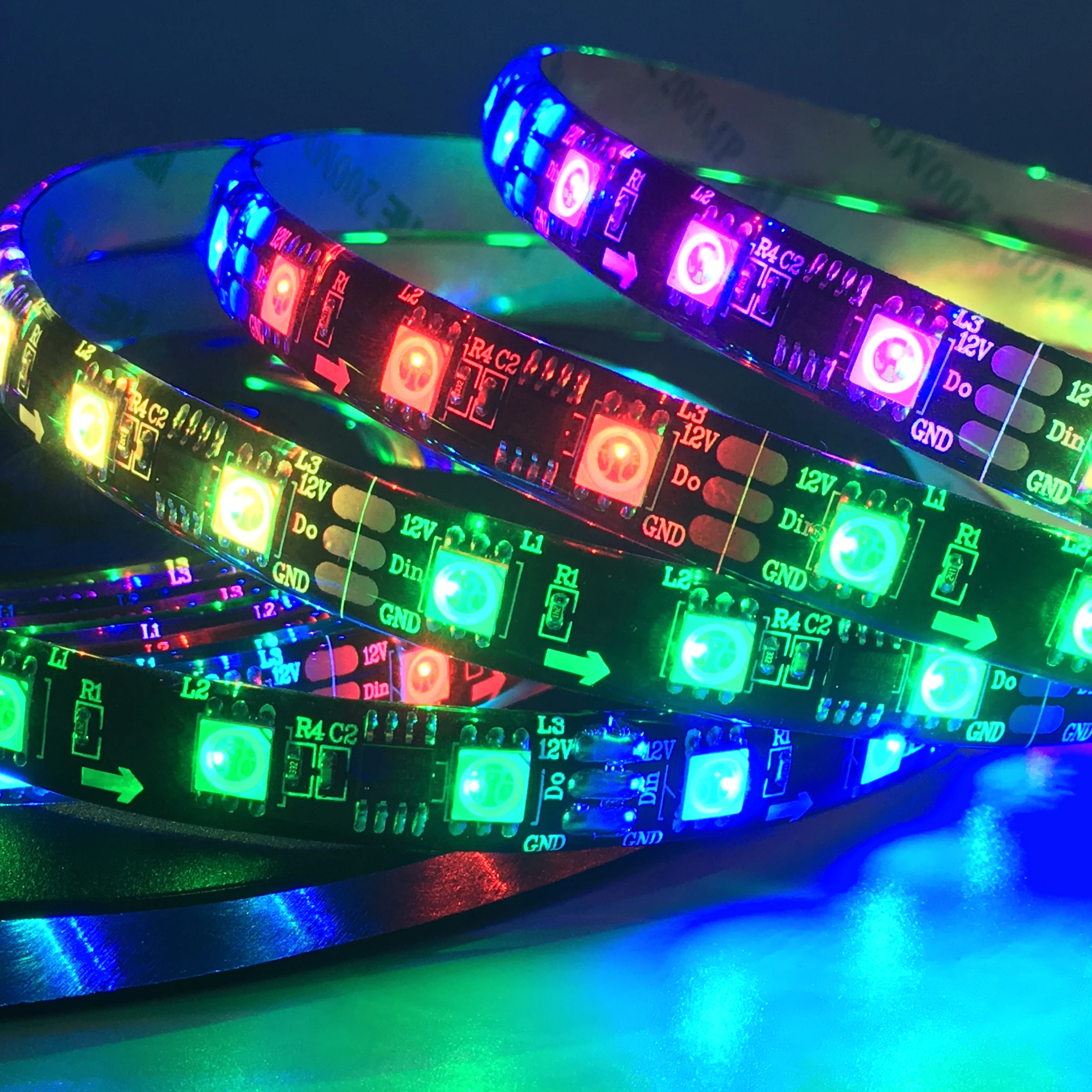 DC12V WS2811 5050 RGB direccionable tira de píxeles Led cinta de colores cinta Led Digital Flexible externa 1 Control IC 3