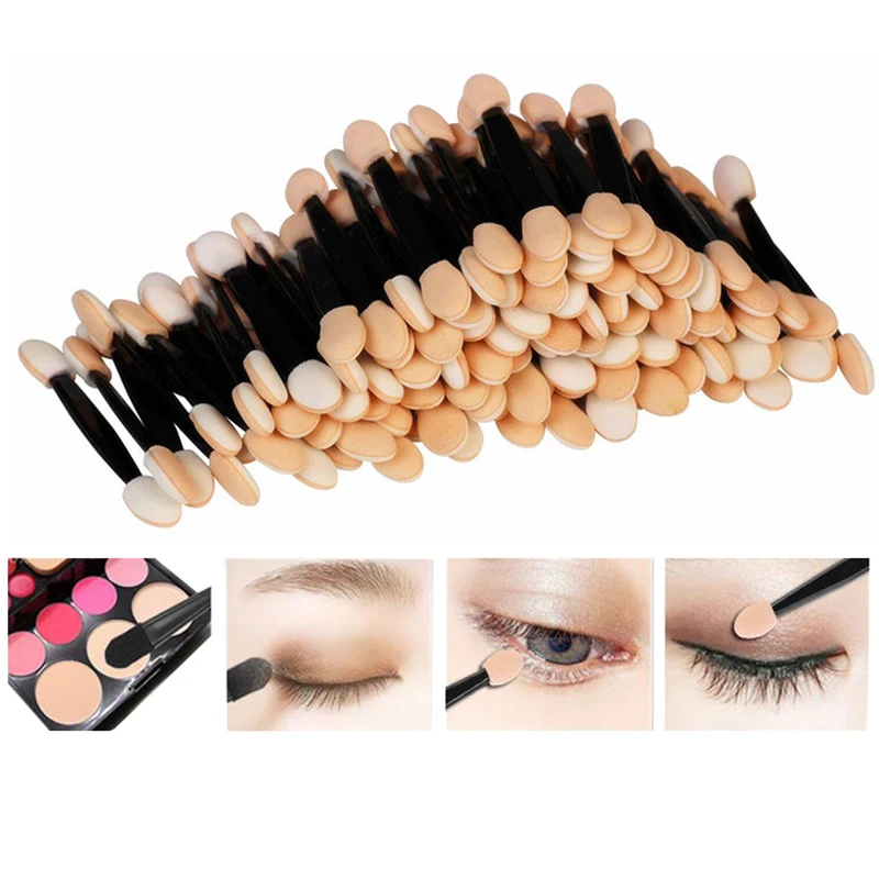 5/30/50/100 Viên Dùng Một Lần Lông Kẻ Dual 2 Mặt Xốp Nylon Bộ Trang Điểm Mắt bàn Chải Dành Cho Lọ Chiết Mỹ Phẩm Trang Điểm
