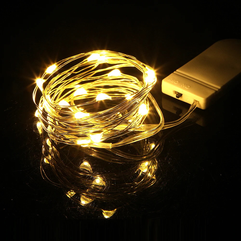 1M 2M 3M Vòng Hoa Trang Trí Đèn Dây Đồng CR2032 Hoạt Động Bằng Pin Giáng Sinh Cho Tiệc Cưới LED Dây cổ Tích Đèn
