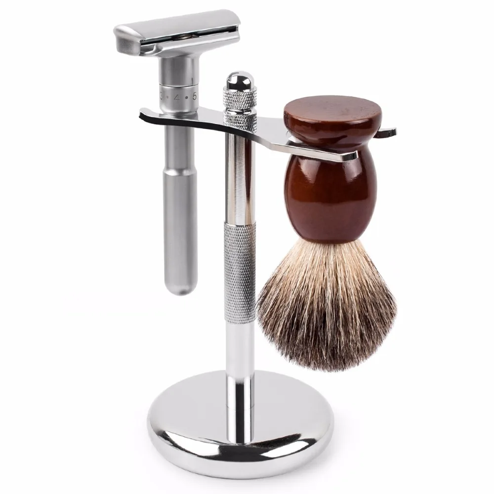 QSHAVE ปรับความปลอดภัยมีดโกนคู่คลาสสิกบุรุษ Mild To ก้าวร้าว1-6แฟ้มกำจัดขนเครื่องโกนหนวด It 5ใบมีด