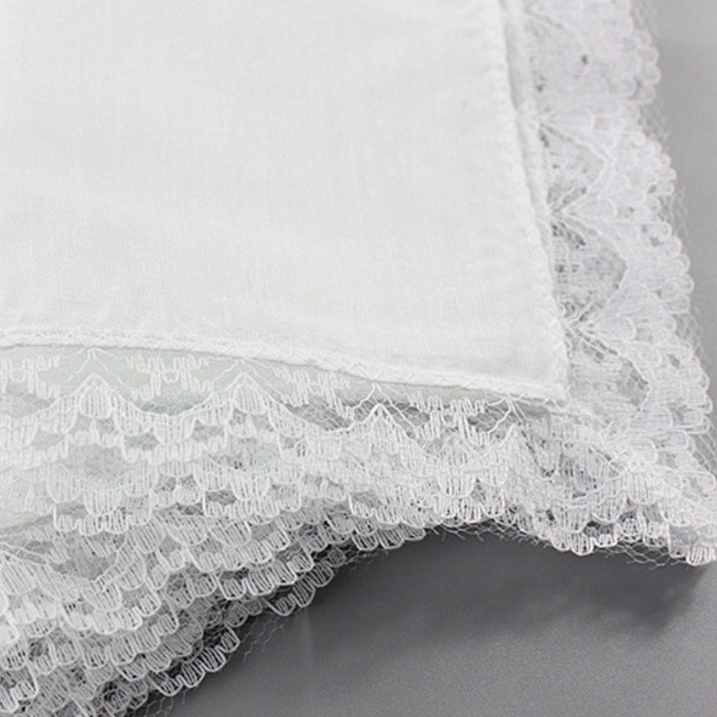 Pañuelos de algodón de encaje blanco para mujer, pañuelos de pintura hechos a mano, regalo de boda, toalla, servilletas de tela, QLY9619, 5 unidades