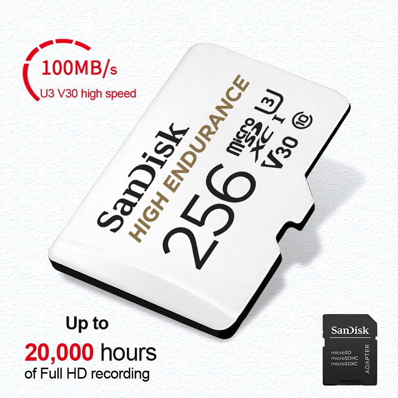 SanDisk การตรวจสอบวิดีโอความทนทานสูง 64GB 128GB 256GB การ์ดหน่วยความจํา Ultra 32GB TF Card Extreme/Extreme PRO 4K UHD MicroSD C10