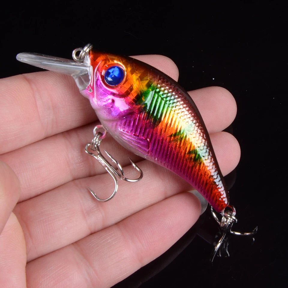 1 Cái 7.5Cm 10.2G VIB Mồi Câu Cá Minnow Mồi Móc Câu 3 Đánh Chìm Crankbait Wobblers Câu 3DEyes