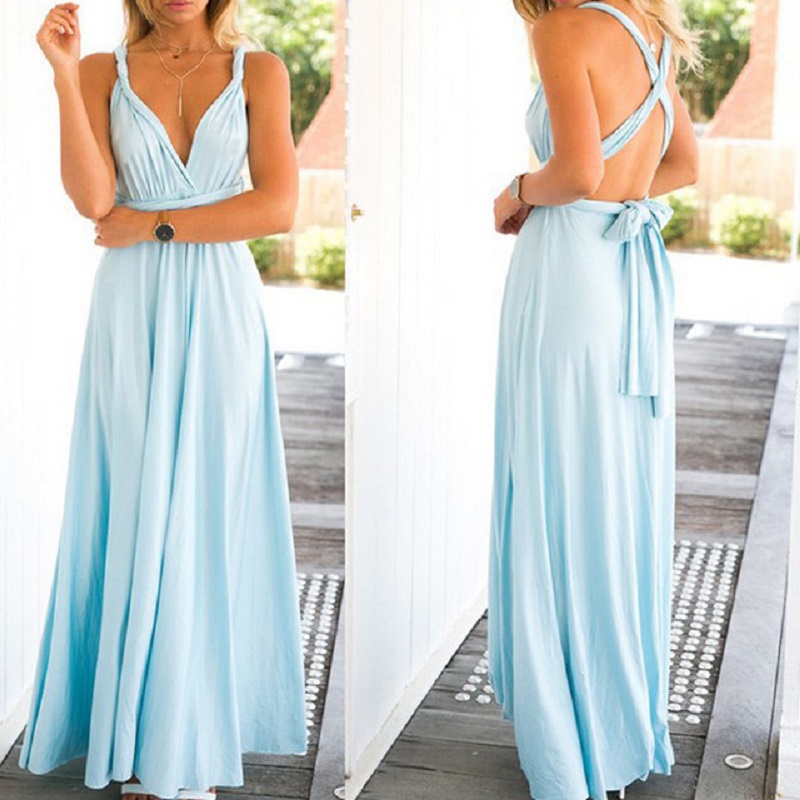 Sexy Frauen Multiway Wrap Cabrio Boho Maxi Club Rotes Kleid Verband Langes Kleid Party Brautjungfern Infinity Robe Longue Femme