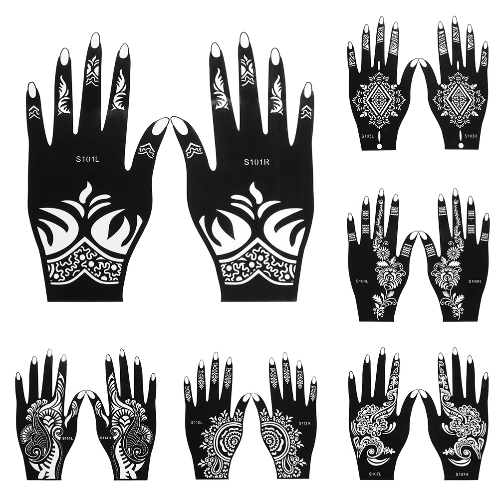 2022 Chuyên Nghiệp Mới Henna Stencil Tạm Thời Cầm Tay Hình Xăm Nghệ Thuật Thân Thể Dán Tiêu Bản Cưới Dụng Cụ Hoa Hình Xăm Stencil