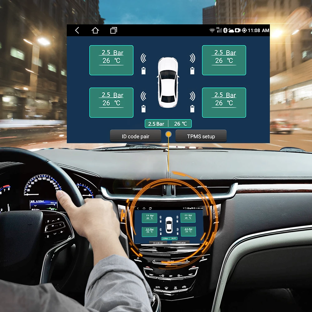 Deelife Android TPMS para Radio de coche reproductor de DVD sistema de supervisión de presión de neumáticos neumático de repuesto Sensor externo interno USB TMPS