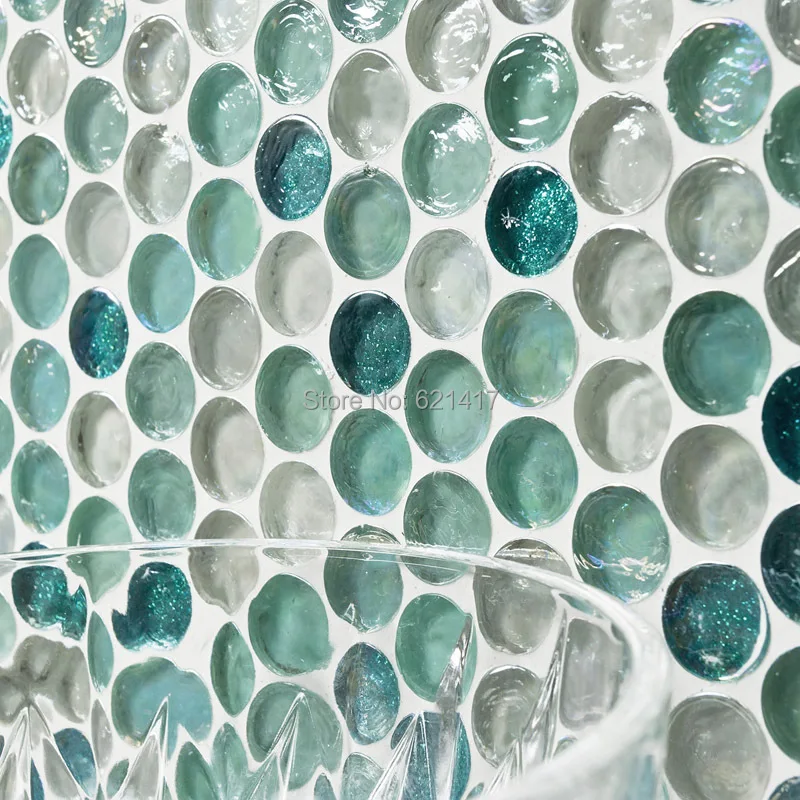 กระเบื้องโมเสคแก้วคริสตัลสีฟ้า HMGM1116B backsplash กระเบื้องบุผนังห้องครัวสติกเกอร์กระเบื้องปูพื้นห้องน้ําจัดส่งฟรี